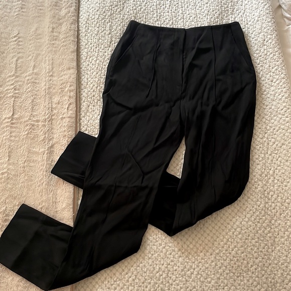 NWT Jason Wu Pintuck High-waisted Straight-leg Pants In Black - Picture 7 of 11